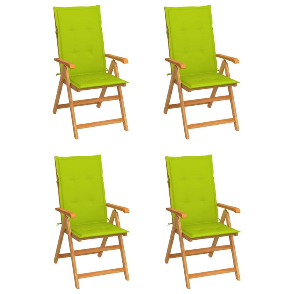 Petromila vidaXL Záhradné stoličky 4 ks s jasnozelenými podložkami tíkový masív